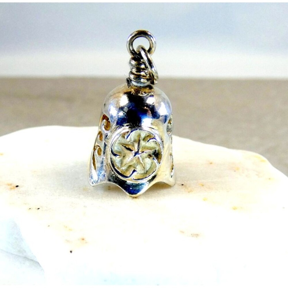 VTG 925 Sterling Silver 3D Ringing Bell Charm Pendant 2 Available Star Filigree